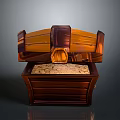 Open Decorative Wooden Storage Chest With Shiny Gold Coins Inside