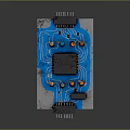 Electronic Circuit Board With Blue Circuitry Integrated Chip And Colorful Components