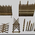 Primitive Defensive Weapons Including Bamboo Stakes Wooden Fences And Crossed Barriers