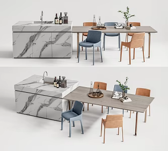 Modern Dining Table and Chair Combination Nakajima Bar Table and Chair Nakajima Bar and Chair 3d model