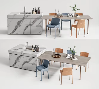 Modern Dining Table and Chair Combination Nakajima Bar Table and Chair Nakajima Bar and Chair 3d model