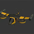Yellow And Black Space Aerial Vehicle With Propellers And Engines For Exploration