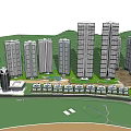 Modern High Rise And Low Rise Residential Buildings With Green Hills Landscape