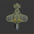 Futuristic Green Spacecraft With Yellow Accents Circular Thrusters And Transparent Cockpit