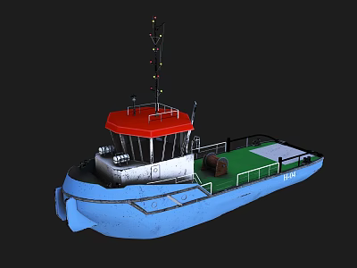Wooden Boat with Red Cabin Blue Hull and Green Deck Area Number 119 3d model Wooden Boat with Red Cabin Blue Hull and Green Deck Area Number 119 3d model