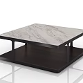 Modern Coffee Table With Marble Top And Dark Lower Shelf Design 3d model