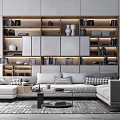 Modern corner sofa sofa bookcase coffee table combination 3d model