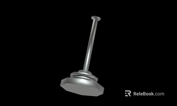 Metal Mechanical Part With Hexagonal Base And Long Shaft Design 3d model 