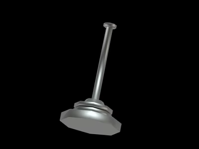 Metal Mechanical Part With Hexagonal Base And Long Shaft Design 3d model