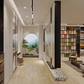 Modern Living Room Interior Design With Colorful Bookshelf Wall Sofa And Coffee Table