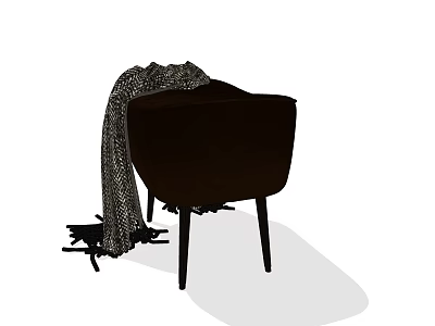 Modern Dark Brown Velvet Ottoman With Leopard Print Blanket And Black Legs 3d model