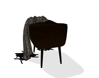 Modern Dark Brown Velvet Ottoman With Leopard Print Blanket And Black Legs 3d model
