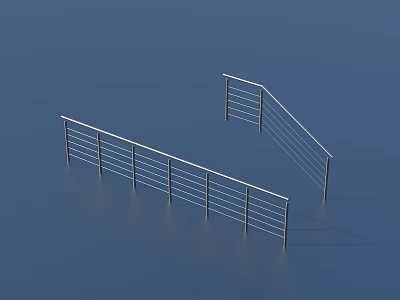 Modern Metal Railings With Sleek Horizontal Bars For Balcony And Staircase Design 3d model