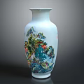 Elegant White Vase With Traditional Chinese Landscape Painting And Scenery Motifs