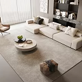 Modern Sofa Coffee Table Combination Leisure Chair Stool Carpet Bookcase Side Table 3d model