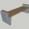 Modern Landscape Bench With Wooden Slat Seat And Metal Support Frame