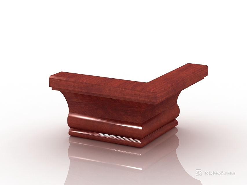 Wooden Decorative Capital With Smooth Polished Surface And Layered Architectural Design 3d model 