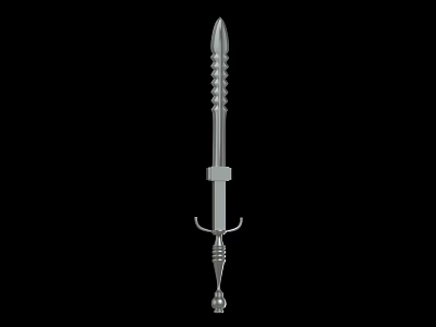 Silver Medieval Sword With Spiral Hilt Decorative Crossguard And Pointed Tip 3d model