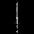 Silver Medieval Sword With Spiral Hilt Decorative Crossguard And Pointed Tip