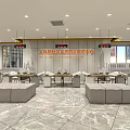 Modern Hotel Lobby Interior With Marble Floor Reception Desk Digital Screen And Seating Area