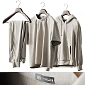 Light Gray Casual Clothes Set with Hoodie T Shirt and Pants
