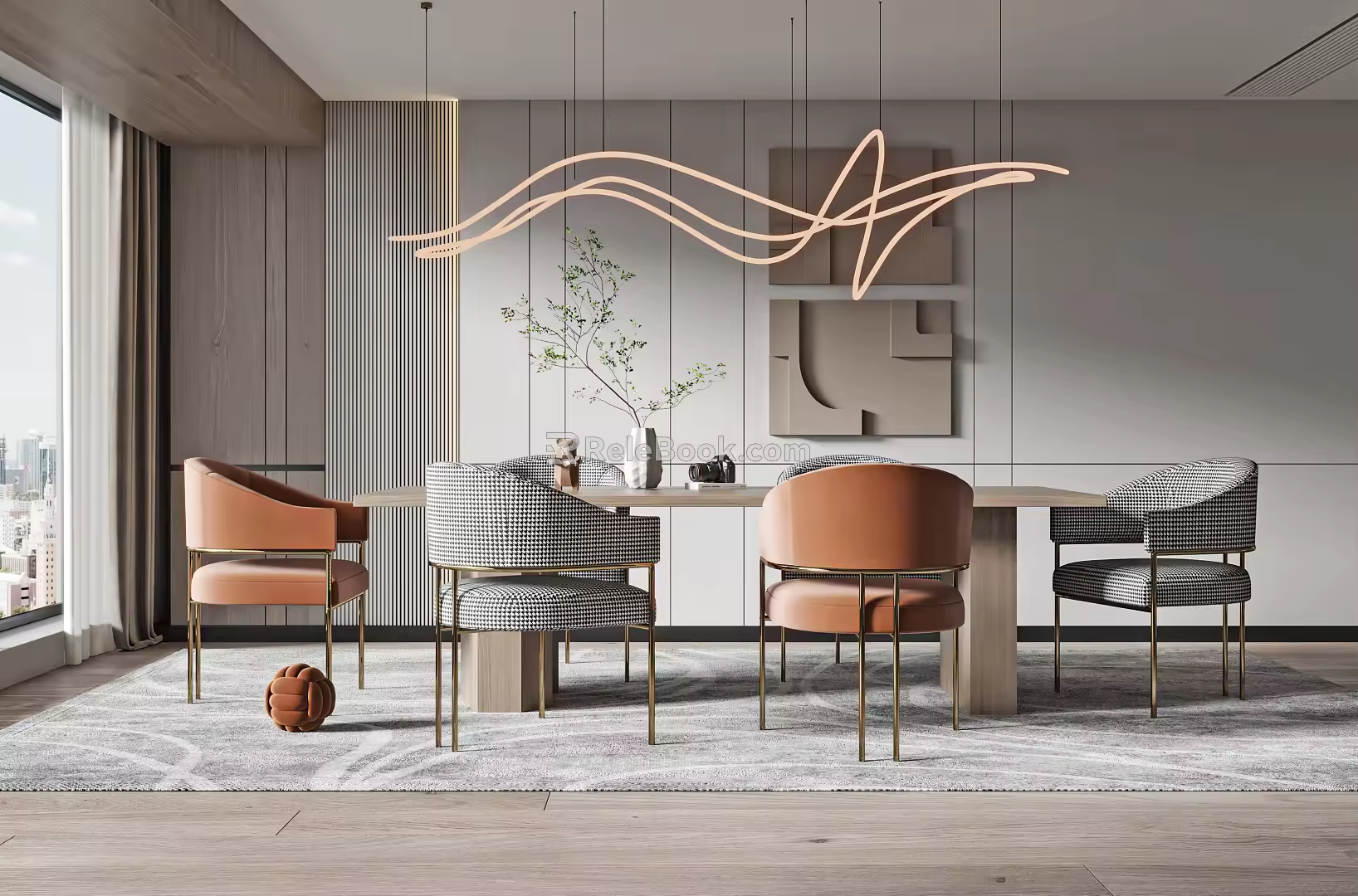 Modern Dining Table and Chair Combination 3d model