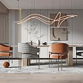 Modern Dining Table and Chair Combination 3d model