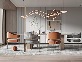 Modern Dining Table and Chair Combination 3d model