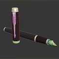 Elegant Metallic Fountain Pens With Shiny Finish Standing And Lying On Sleek Surface