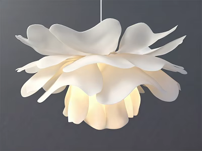 Elegant White Petal Shaped Modern Chandelier for Interior Lighting Design 3d model