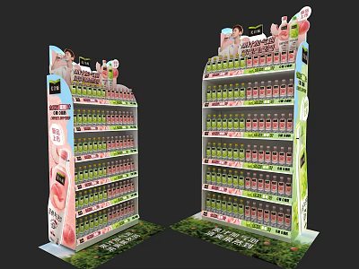 Vibrant Retail Display Shelves Fully Stocked With Colorful Beverage Bottles For Store Promotion 3d model