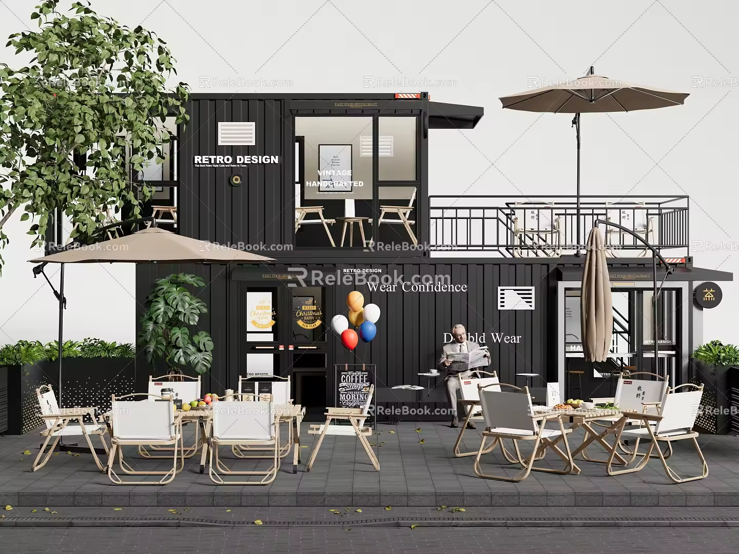 Commercial Exterior Pendulum Area Container Exterior Pendulum Outdoor Table and Chair Combination Camping Table and Chair Container 3d model