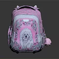 Cute Pink Backpack Design With Lion Pattern And Floral Decorations