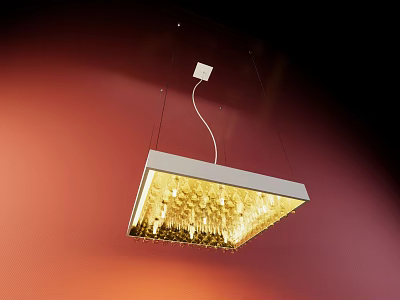 Modern Pendant Chandelier With Illuminated Glass Structure And Contemporary Metal Design 3d model