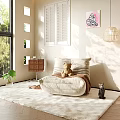 Cozy Bean Bag Chair With Teddy Bear Black Cat And Butterfly Art In Living Room