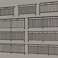 Various Metal Railings With Horizontal Bars And Different Design Styles 3d model