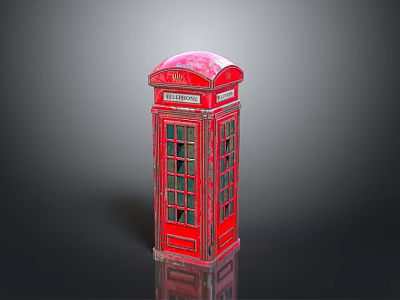 Vintage Red Telephone Booth With Classic Design And Retro Style Decorative Equipment 3d model