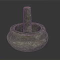 Traditional Stone Mortar And Pestle For Grinding Spices In Daily Kitchen Use