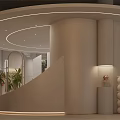 Modern Minimalist Clothing Store Interior With Curved Design Soft Lighting And Plant Decorations