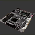 Advanced Computer Motherboard Featuring CPU Socket RAM Slots And PCIe Connectors 3d model