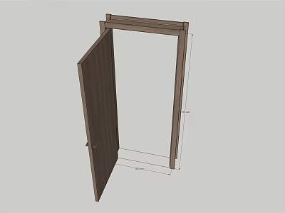 Wooden Swing Door Design With Frame And Panel For Interior Spaces 3d model