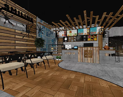 Industrial LOFT Cafe 3d model