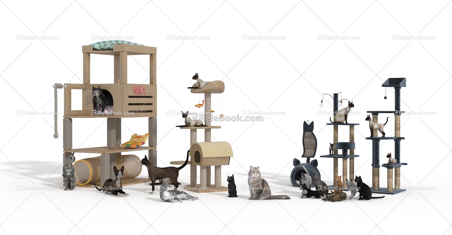 Cats Rack Cats Cats Cages Wang Xingren Gold Gradual Cats 3d model