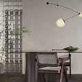 Modern Restaurant Interior With Open Kitchen Design Dining Table Chairs And Pendant Lights 3d model