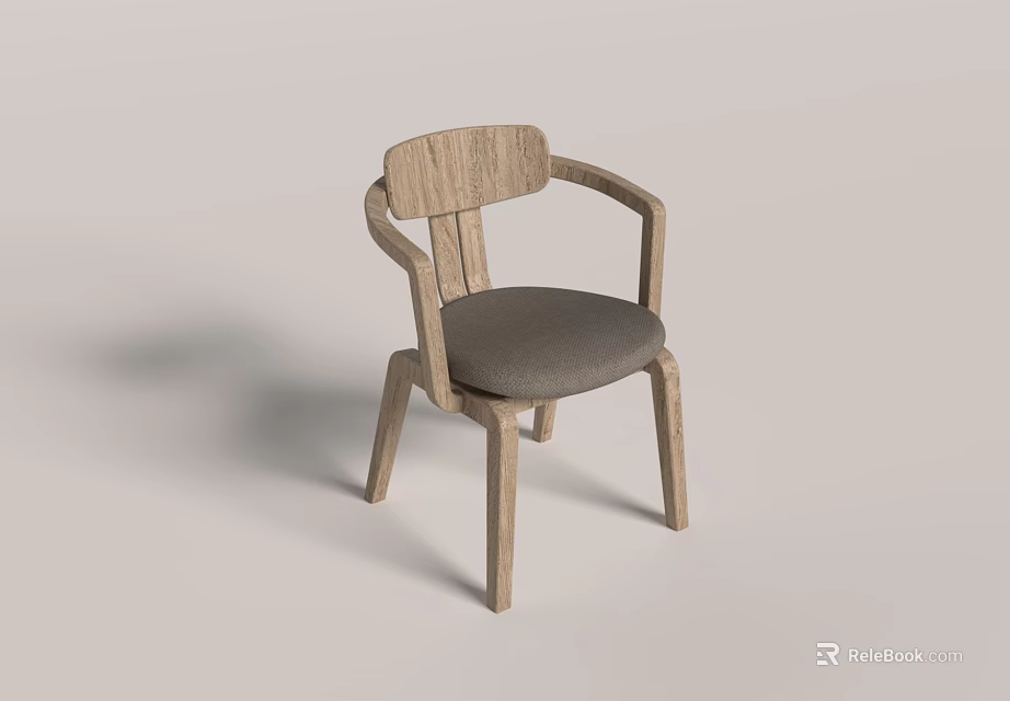 Wooden Kids Chair with Gray Padded Seat Modern and Comfortable Design for Children 3d model 