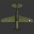 Green Vintage Military Airplane Featuring Star Insignia Propeller Cockpit Number 40 And Wings