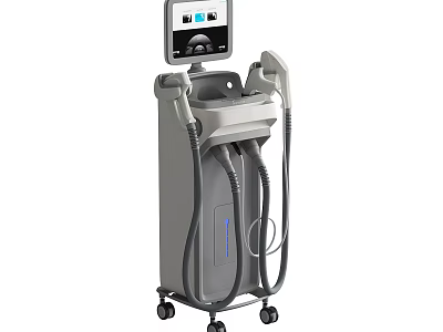 Professional Mobile Medical Device with Display Screen Dual Treatment Handles and Wheels for Clinical Applications 3d model