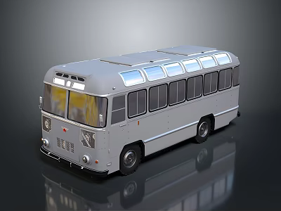 Vintage Gray Bus With Multiple Windows Roof Skylights And Retro Exterior Design 3d model