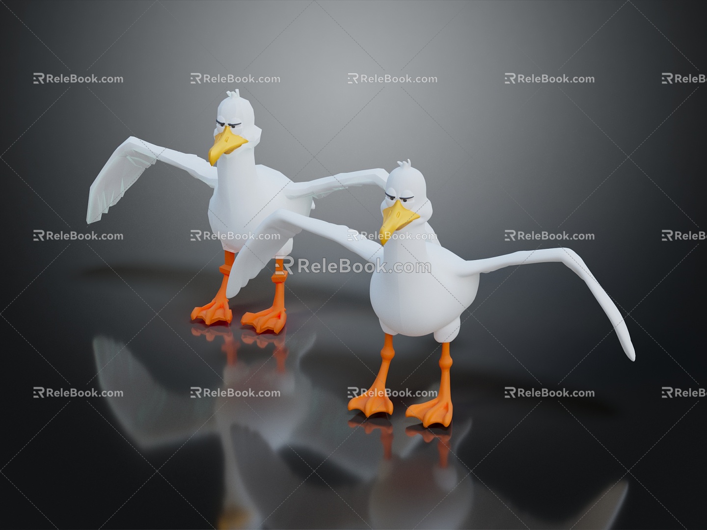 Modern bird seagull 3d model