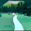 Cave Environment with Green Stalactites Blue Stream and Pink Lotus Plants
